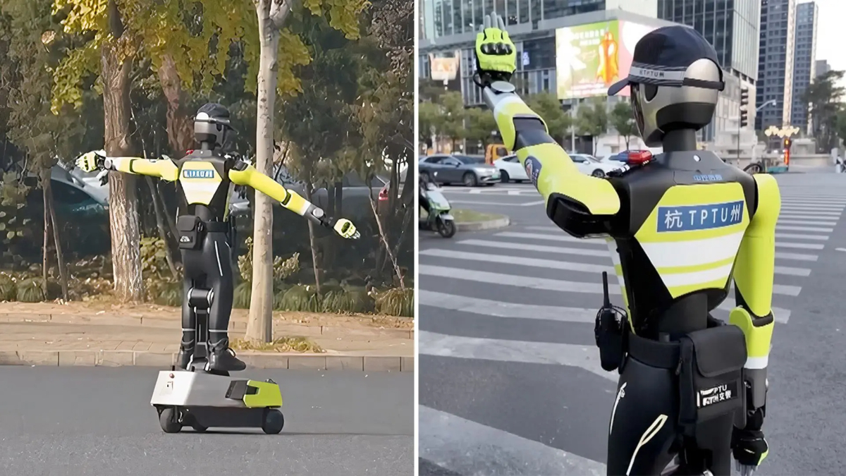 Çin’de insansı robotlar trafik polisi olarak kullanılıyor Çin’de insansı robotlar trafik polisi olarak kullanılıyor